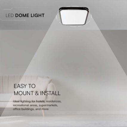 LED taklampa för badrum LED/18W/230V 6500K IP44 25x25 cm svart