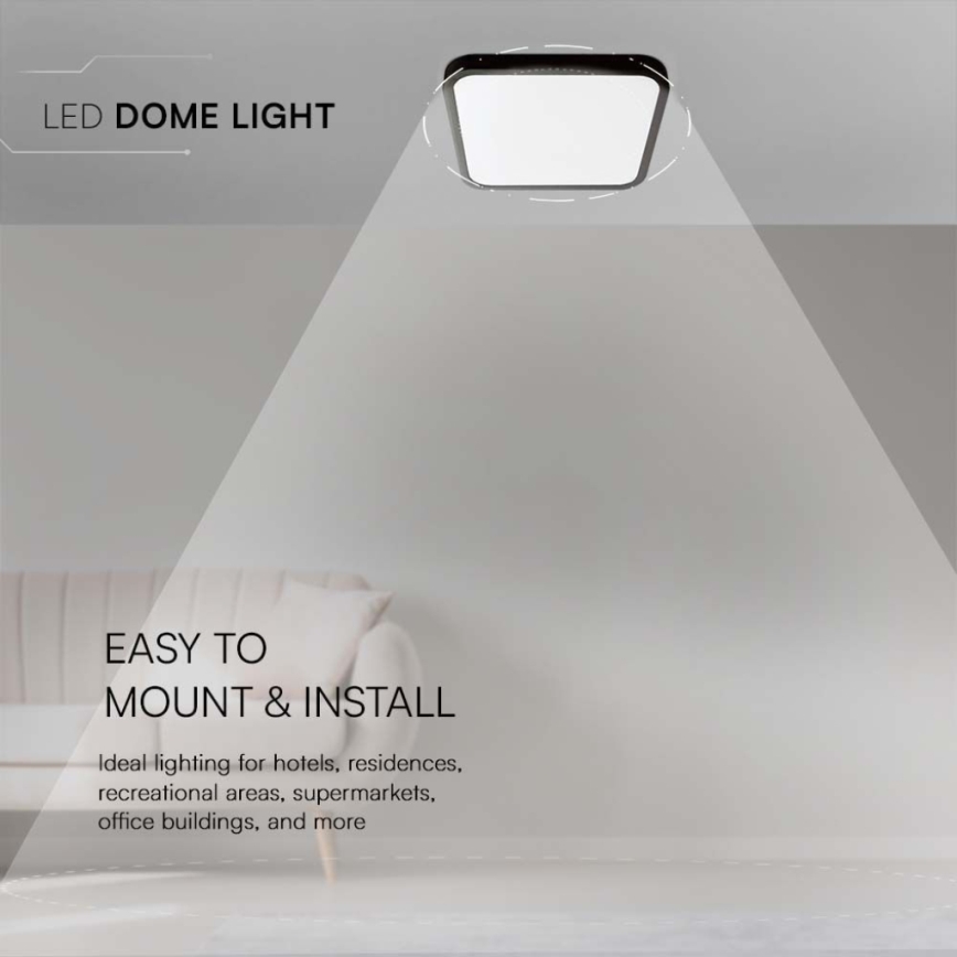 LED taklampa för badrum LED/18W/230V 6500K IP44 25x25 cm svart