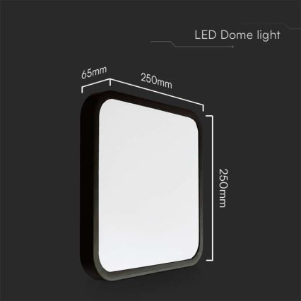 LED taklampa för badrum LED/18W/230V 6500K IP44 25x25 cm svart