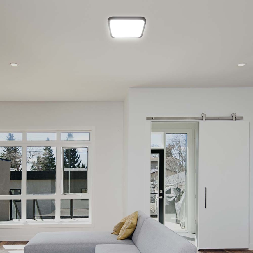 LED taklampa för badrum LED/24W/230V 3000K IP44 29,5x29,5 cm svart
