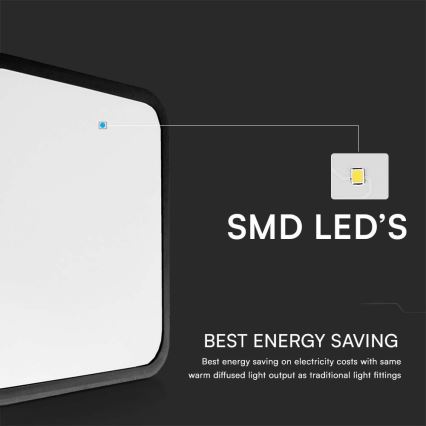 LED taklampa för badrum LED/24W/230V 3000K IP44 29,5x29,5 cm svart
