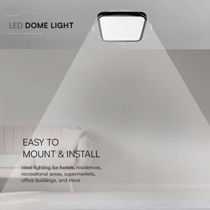 LED taklampa för badrum LED/24W/230V 3000K IP44 29,5x29,5 cm svart