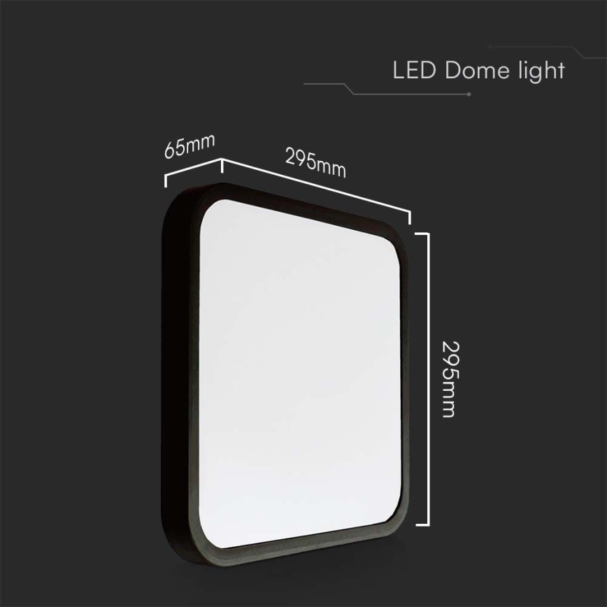 LED taklampa för badrum LED/24W/230V 3000K IP44 29,5x29,5 cm svart
