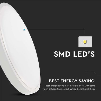 LED taklampa för badrum LED/24W/230V 3000K IP44 diameter 29,5 cm vit