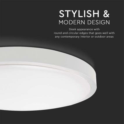 LED taklampa för badrum LED/24W/230V 3000K IP44 diameter 29,5 cm vit