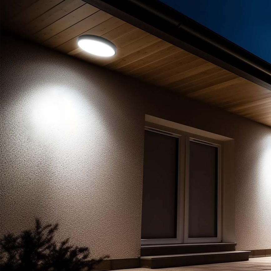 LED taklampa för badrum LED/24W/230V 6500K IP44 diameter 29,5 cm svart