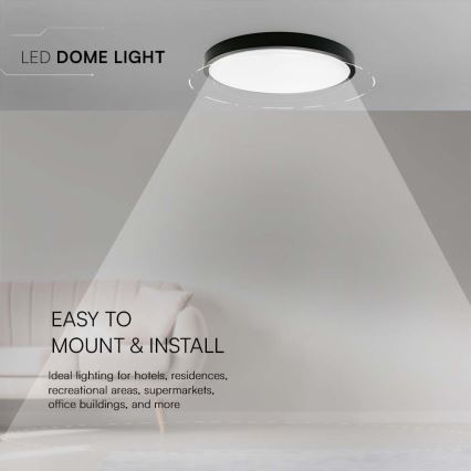 LED taklampa för badrum LED/24W/230V 6500K IP44 diameter 29,5 cm svart