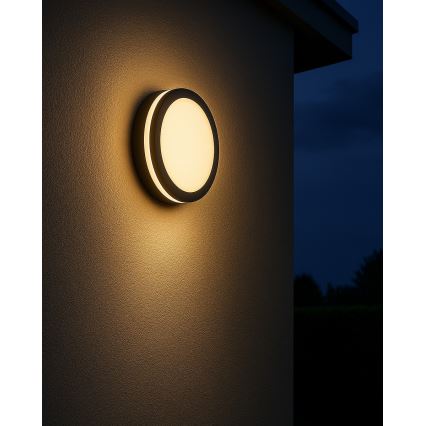 LED taklampa för badrum med sensor ELLÉ LED/24W/230V 3000/4000/6500K diameter 26 cm IP54 antracit