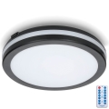 LED taklampa för badrum med sensor LED/18W/230V 3000/4000/6500K IP65 diameter 30 cm svart + fjärrkontroll