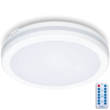 LED taklampa för badrum med sensor LED/18W/230V 3000/4000/6500K IP65 diameter 30 cm vit + fjärrkontroll