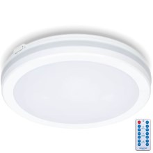 LED taklampa för badrum med sensor LED/24W/230V 3000/4000/6500K IP65 diameter 30 cm vit + fjärrkontroll