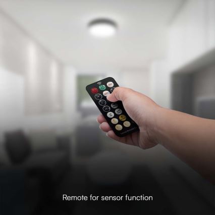 LED taklampa för badrum med sensor LED/24W/230V 4000K IP44 diameter 35 cm svart + fjärrkontroll