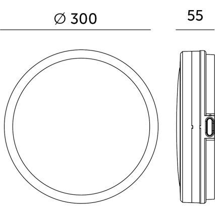 LED taklampa för badrum med sensor NAIROS LED/18W/230V IP65 3000/4000/6500K diameter 30 cm svart + fjärrkontroll