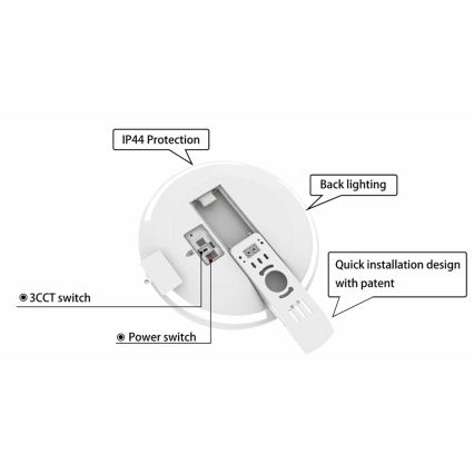 LED ljusreglerad taklampa till badrum SLIDE LED/6/12/18/24W/230V 2900/4000/6200K IP44 vit