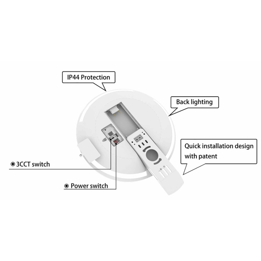 LED ljusreglerad taklampa till badrum SLIDE LED/6/12/18/24W/230V 2900/4000/6200K IP44 vit