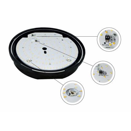 LED Ljusreglerad utomhus tak belysning STROPY LED/12/15/18/22W/230V 3000/4000/6000K IP65 svart