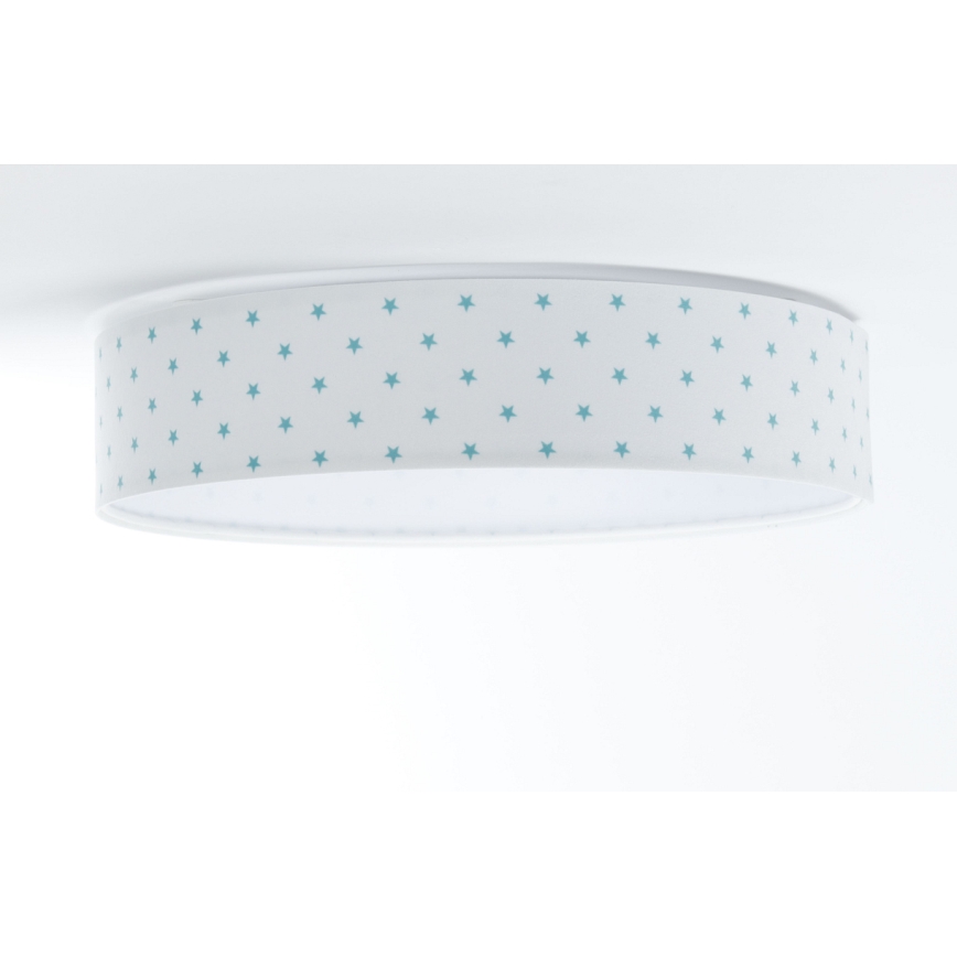 LED Barnlampa för tak GALAXY KIDS LED/24W/230V stjärnmönster vit/turkos