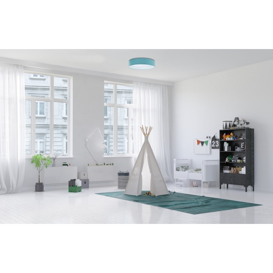 LED Barnlampa för tak GALAXY KIDS LED/24W/230V stjärnor turkos/vit