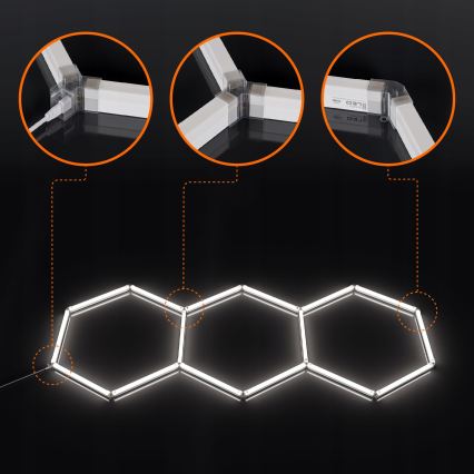 LED taklampa HEXAGON LED/128W/85-265V 6000K 248x97 cm CRI 90 IP54 vit
