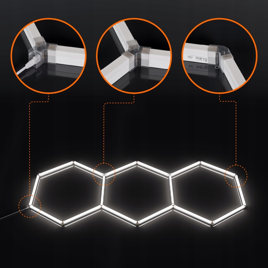 LED taklampa HEXAGON LED/128W/85-265V 6000K 248x97 cm CRI 90 IP54 vit