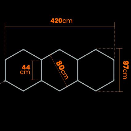 LED taklampa HEXAGON LED/128W/85-265V 6000K 248x97 cm CRI 90 IP54 vit
