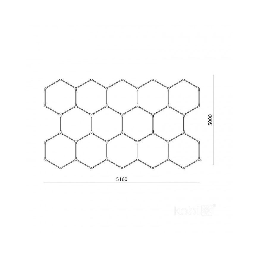 LED-taklampa HEXLINE LED/513W/230V 4000K 300x516 cm vit