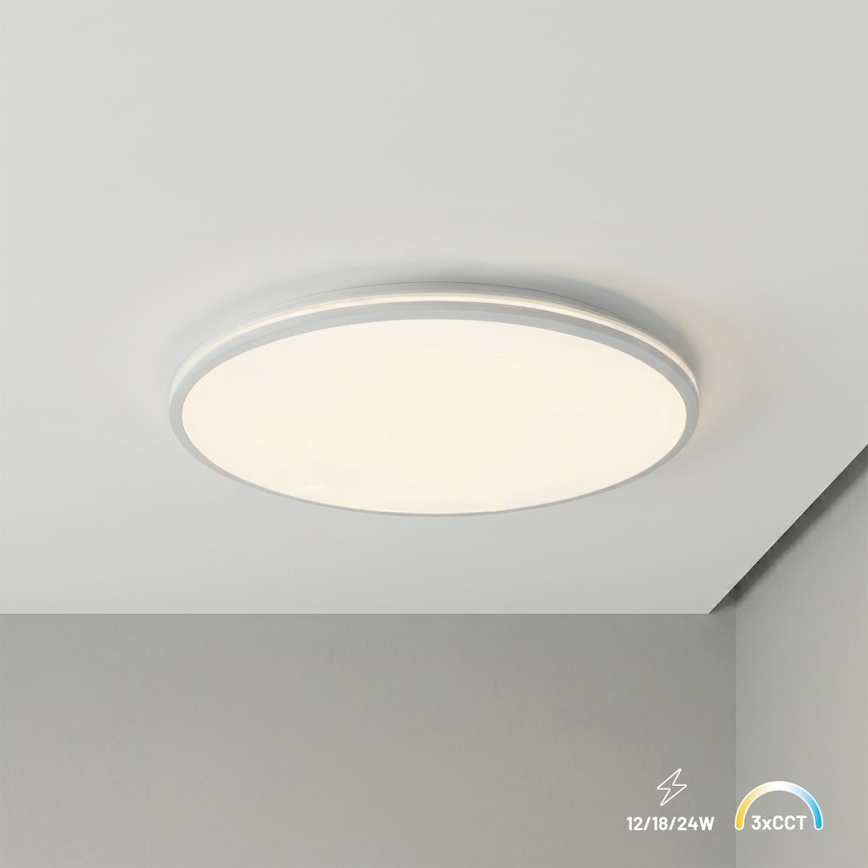 LED-taklampa HUGO LED/12/18/24W/230V 3000/4000/6500K Ø 30 cm IP54 vit