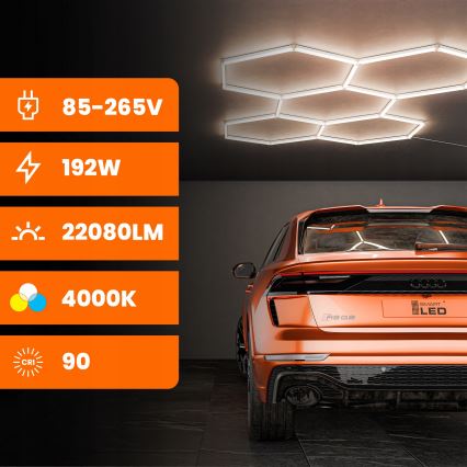 LED taklampa HEXAGON LED/240W/85-265V 4000K 298x209 cm CRI 90 IP44 vit
