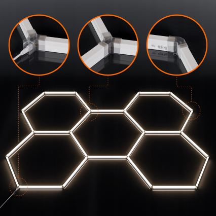 LED taklampa HEXAGON LED/240W/85-265V 4000K 298x209 cm CRI 90 IP44 vit