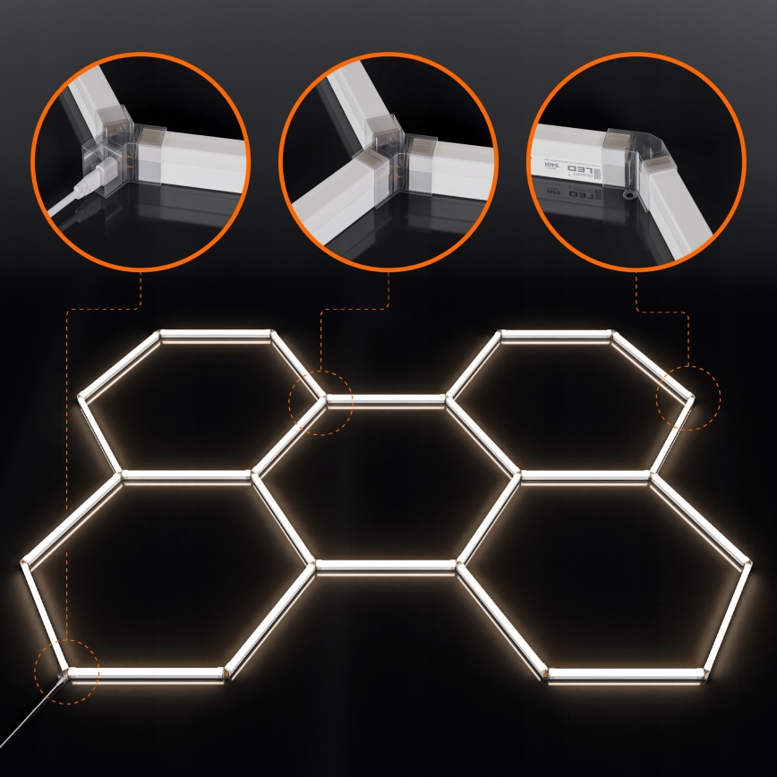 LED taklampa HEXAGON LED/240W/85-265V 4000K 298x209 cm CRI 90 IP44 vit