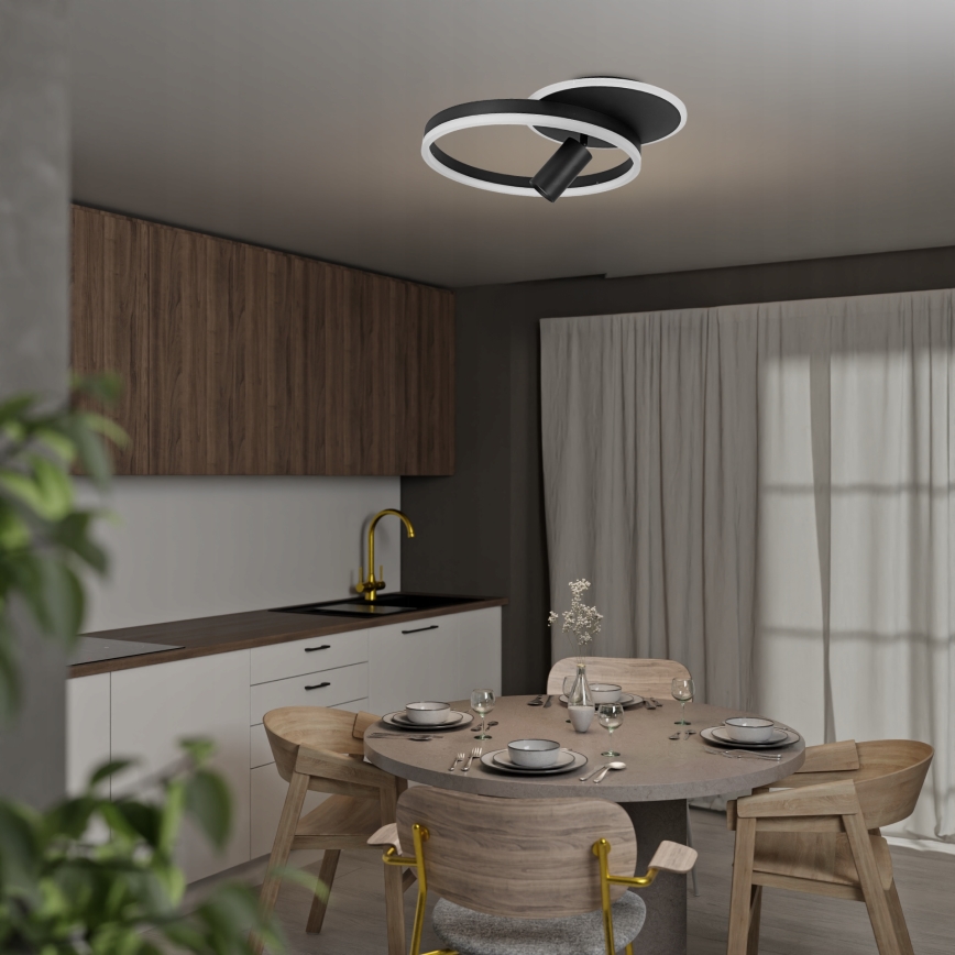 LED-taklampa LED/38W/230V + 1xGU10/30W svart