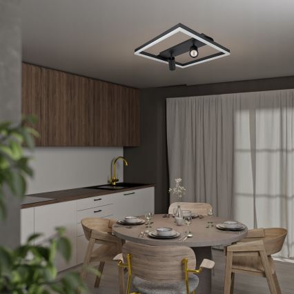 LED-taklampa LED/38W/230V + 2xGU10/30W svart