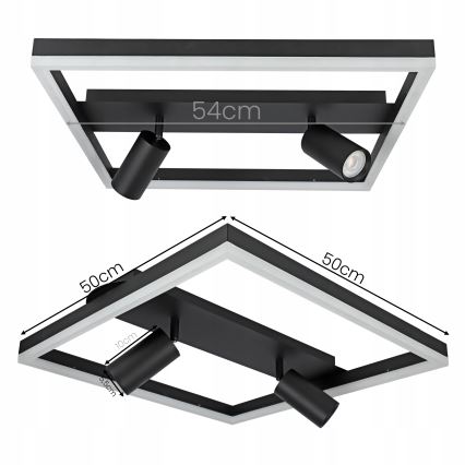 LED-taklampa LED/38W/230V + 2xGU10/30W svart