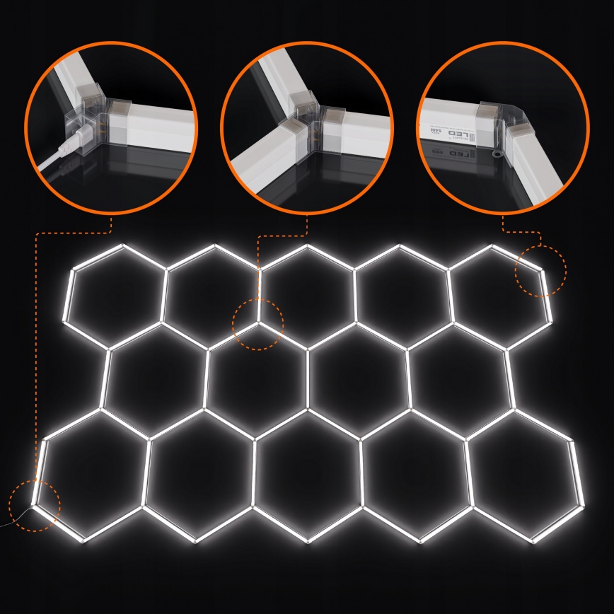 LED taklampa HEXAGON LED/570W/85-265V 6500K 522x298 cm CRI 90 IP44 vit