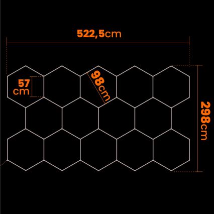 LED taklampa HEXAGON LED/570W/85-265V 6500K 522x298 cm CRI 90 IP44 vit