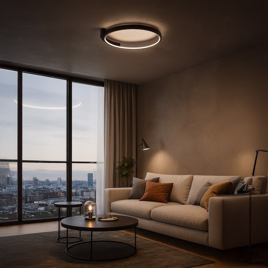 LED taklampa LUNA LED/18W/230V Ø 42,5 cm svart