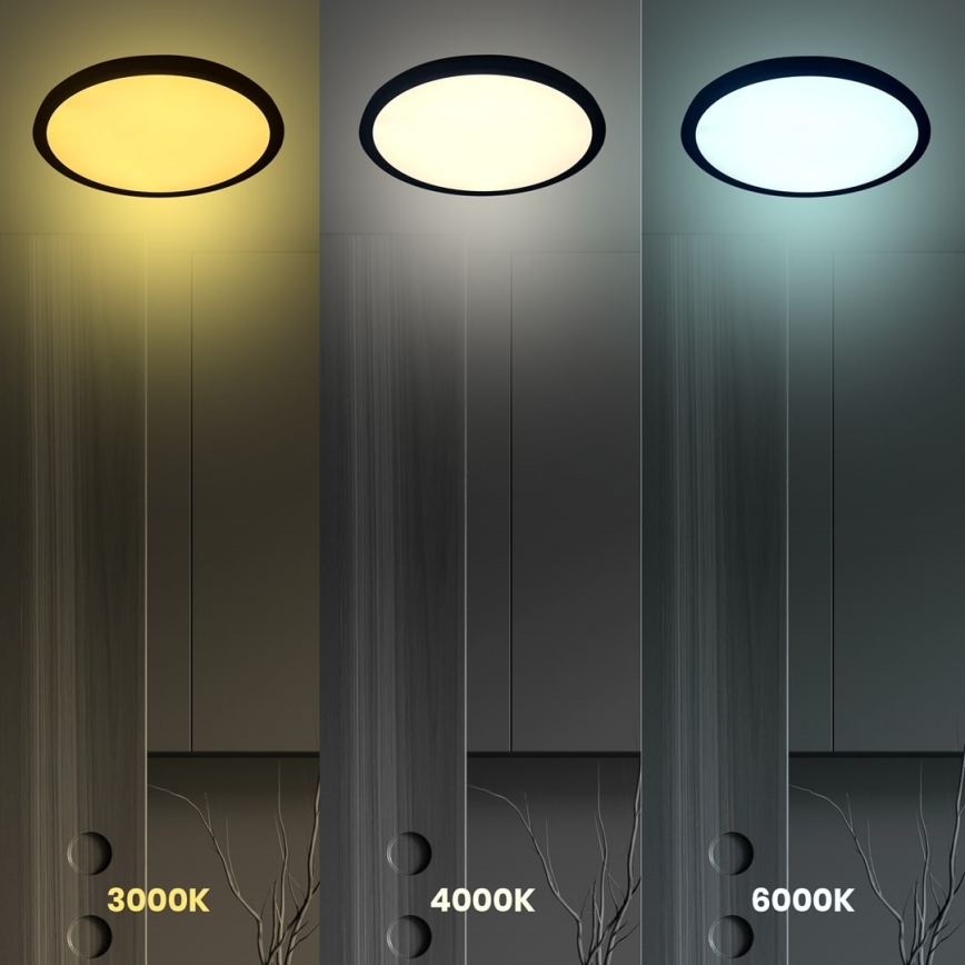 LED Taklampa MAQ LED/24W/230V 3000/4000/6500K IP40 svart