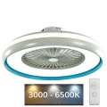 LED taklampa med en fläkt LED/45W/230V 3000/4000/6500K blå + fjärrkontroll