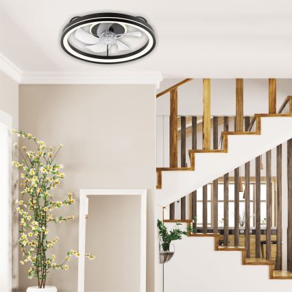 LED Dimbart taklampa med fläkt FARGO LED/37W/230V svart + fjärrkontroll