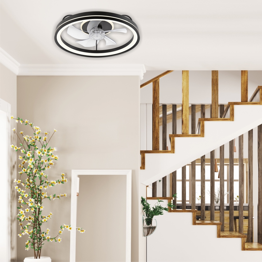 LED Dimbart taklampa med fläkt FARGO LED/37W/230V svart + fjärrkontroll