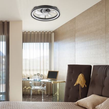 LED Dimbart taklampa med fläkt FARGO LED/37W/230V svart + fjärrkontroll