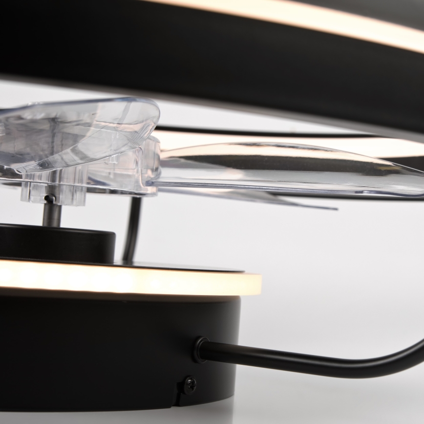 LED Dimbart taklampa med fläkt FARGO LED/37W/230V svart + fjärrkontroll