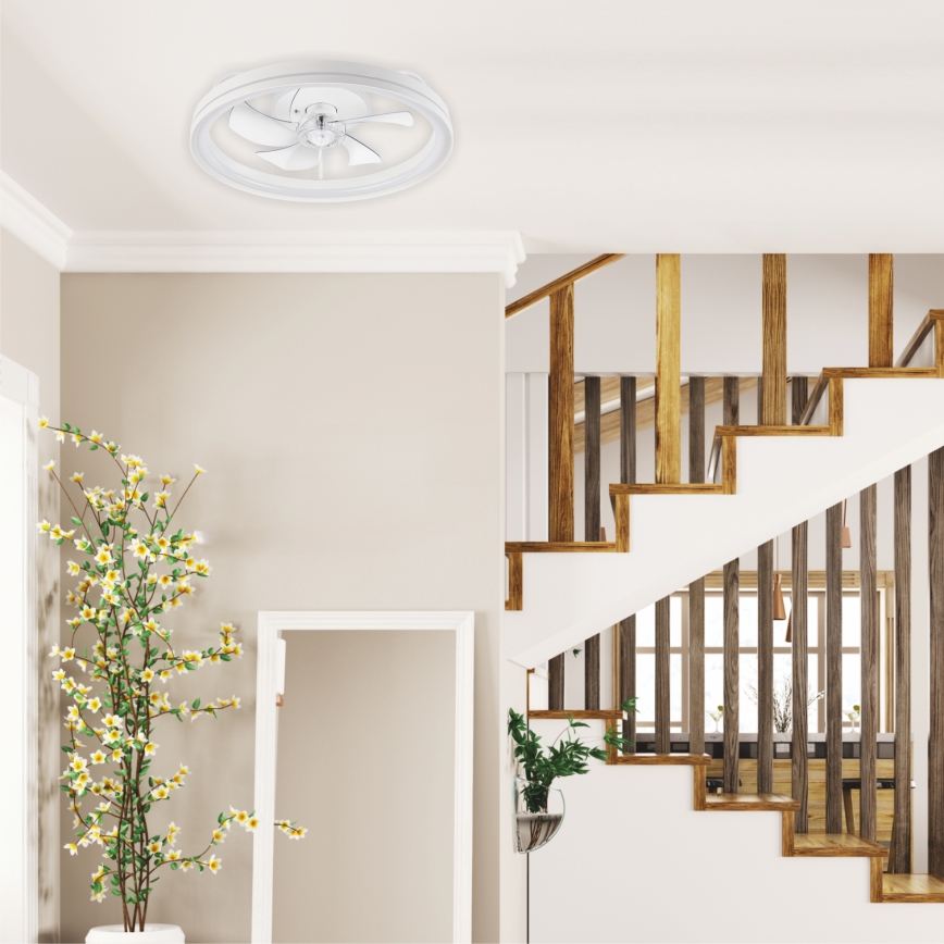 LED Dimbart taklampa med fläkt FARGO LED/37W/230V vit + fjärrkontroll