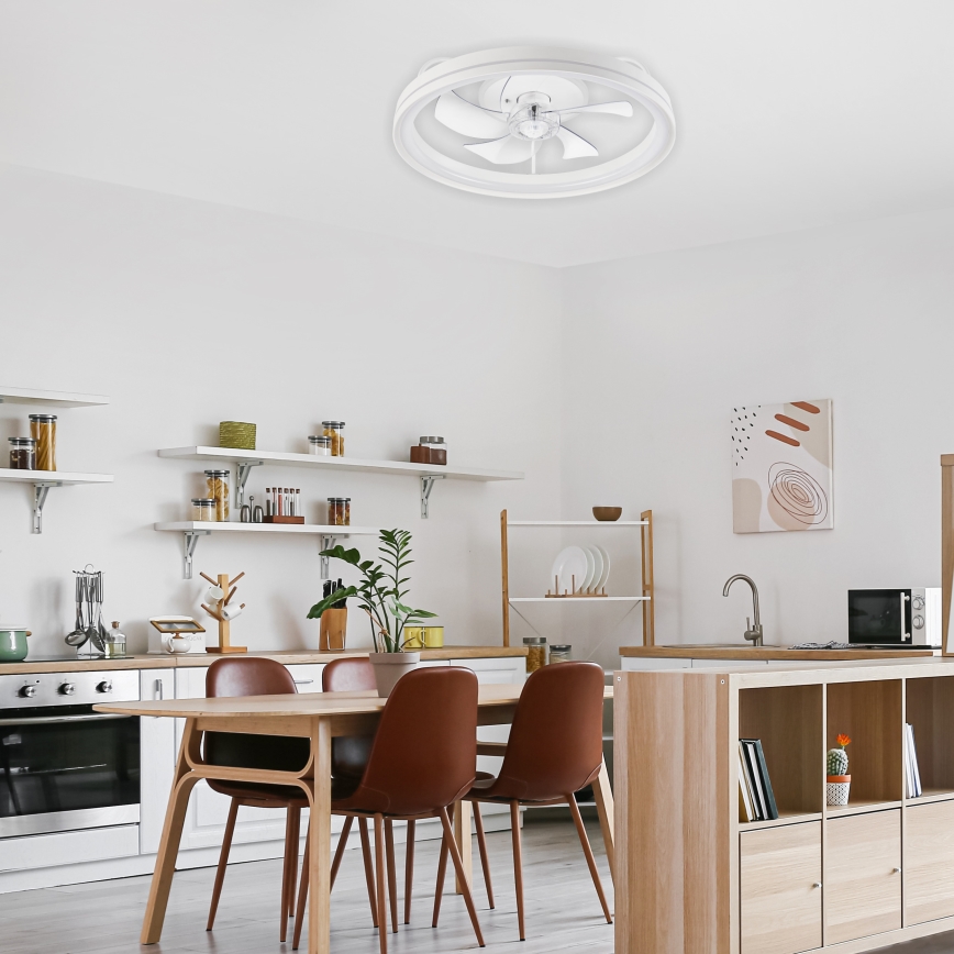 LED Dimbart taklampa med fläkt FARGO LED/37W/230V vit + fjärrkontroll