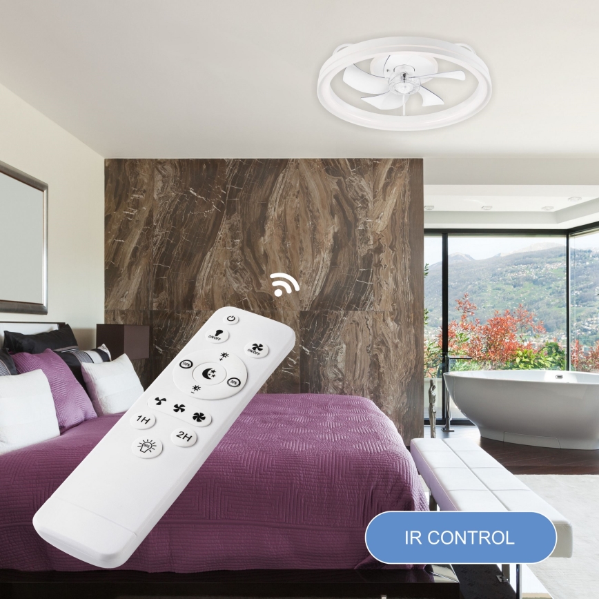 LED Dimbart taklampa med fläkt FARGO LED/37W/230V vit + fjärrkontroll