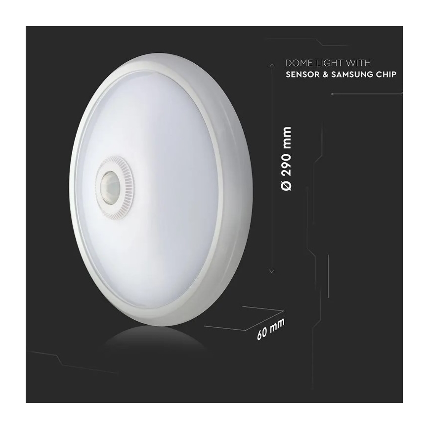 LED Taklampa med sensor SAMSUNG CHIP LED/12W/230V 4000K Ø 29 cm