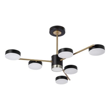 LED Taklampa med stång 6xLED/7W/230V + LED/6W 3000-6000K Ø 69 cm guld/svart