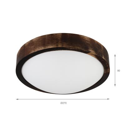LED taklampa OAK SMOKY SLIM LED/20W/230V 4000K Ø 27 cm ek/mörkbrun