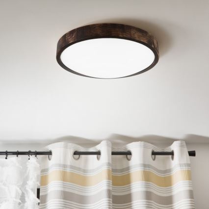 LED taklampa OAK SMOKY SLIM LED/36W/230V 4000K Ø 37 cm ek/mörkbrun