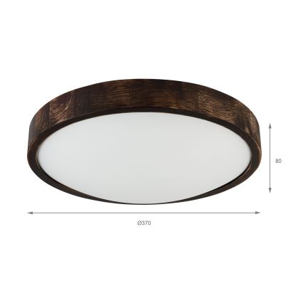 LED taklampa OAK SMOKY SLIM LED/36W/230V 4000K Ø 37 cm ek/mörkbrun